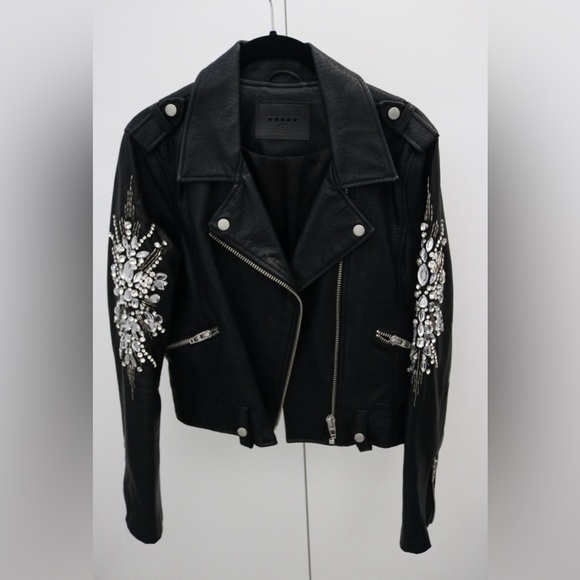 NWOT- Blank NYC Embellished Vegan Leather Moto Jacket Size Small - Picture 2 of 7